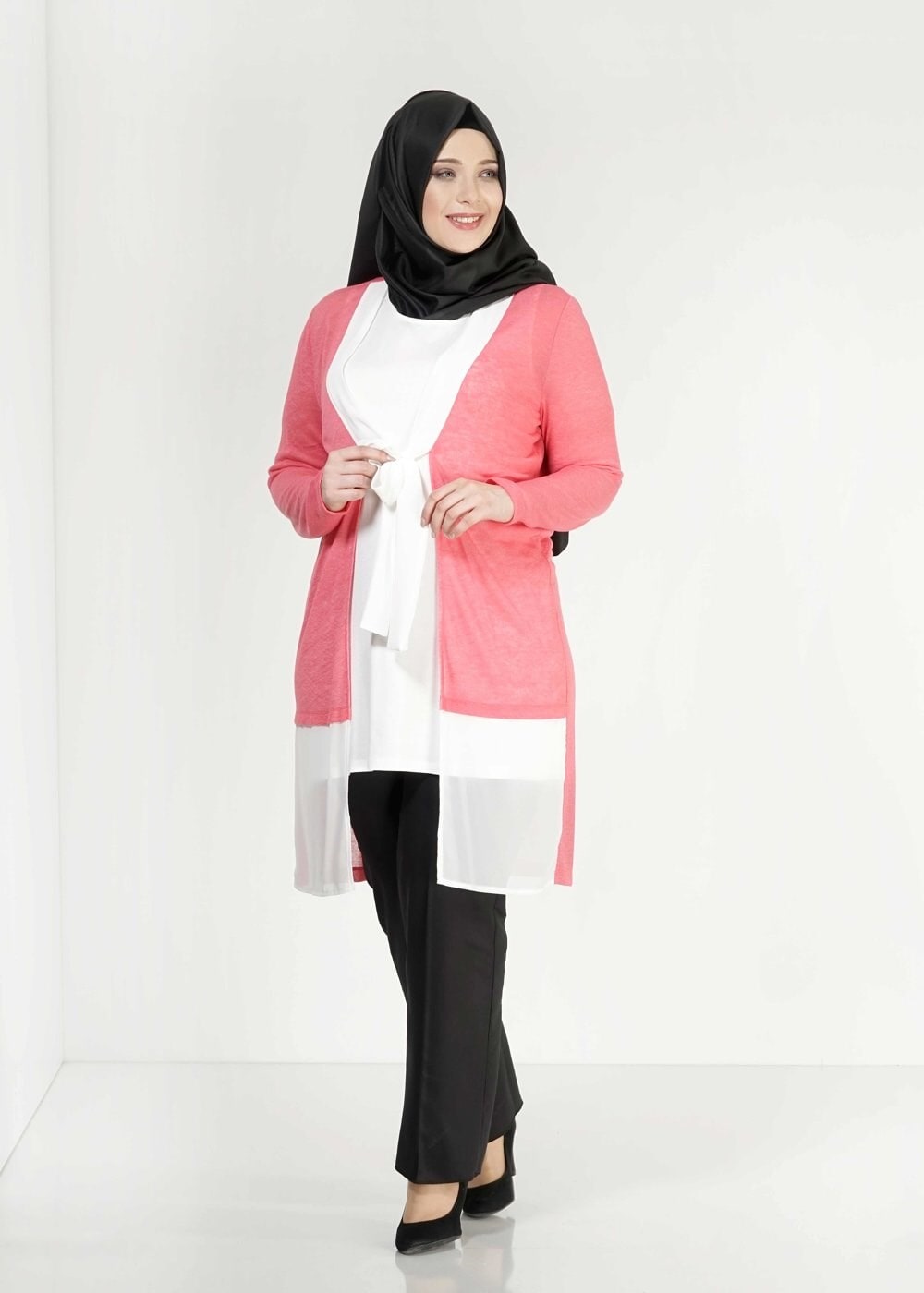 Tesettür giyim MERCAN İKİLİ ŞİFON TUNİK  2520 