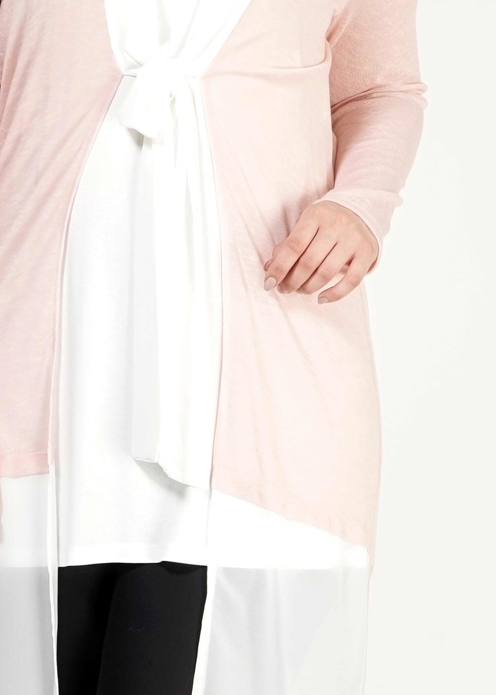 Tesettür giyim PUDRA İKİLİ ŞİFON TUNİK  2520 