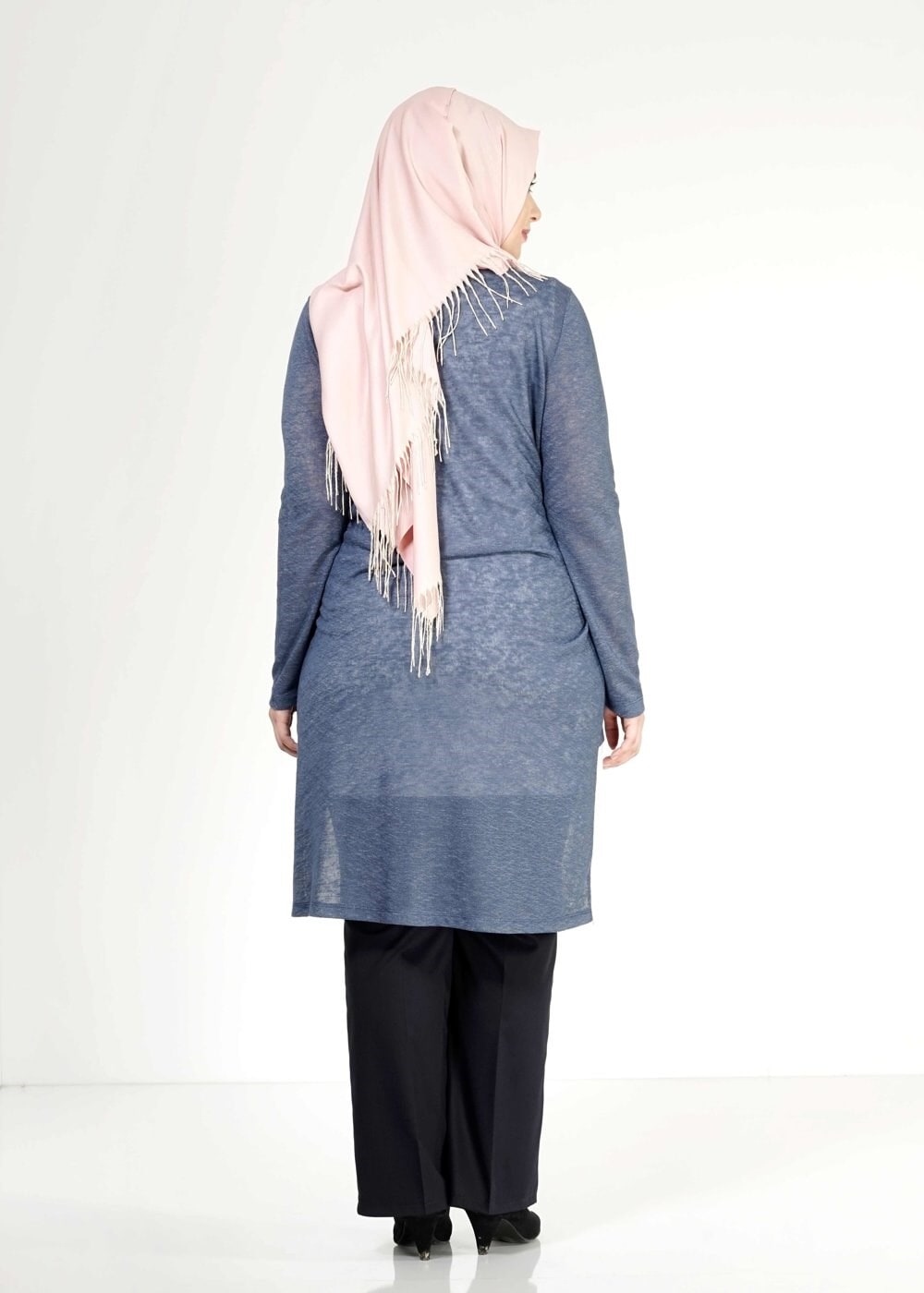 Hijab clothing NAVY BLUE TWO-PIECE CHIFFON TUNIC  2520 