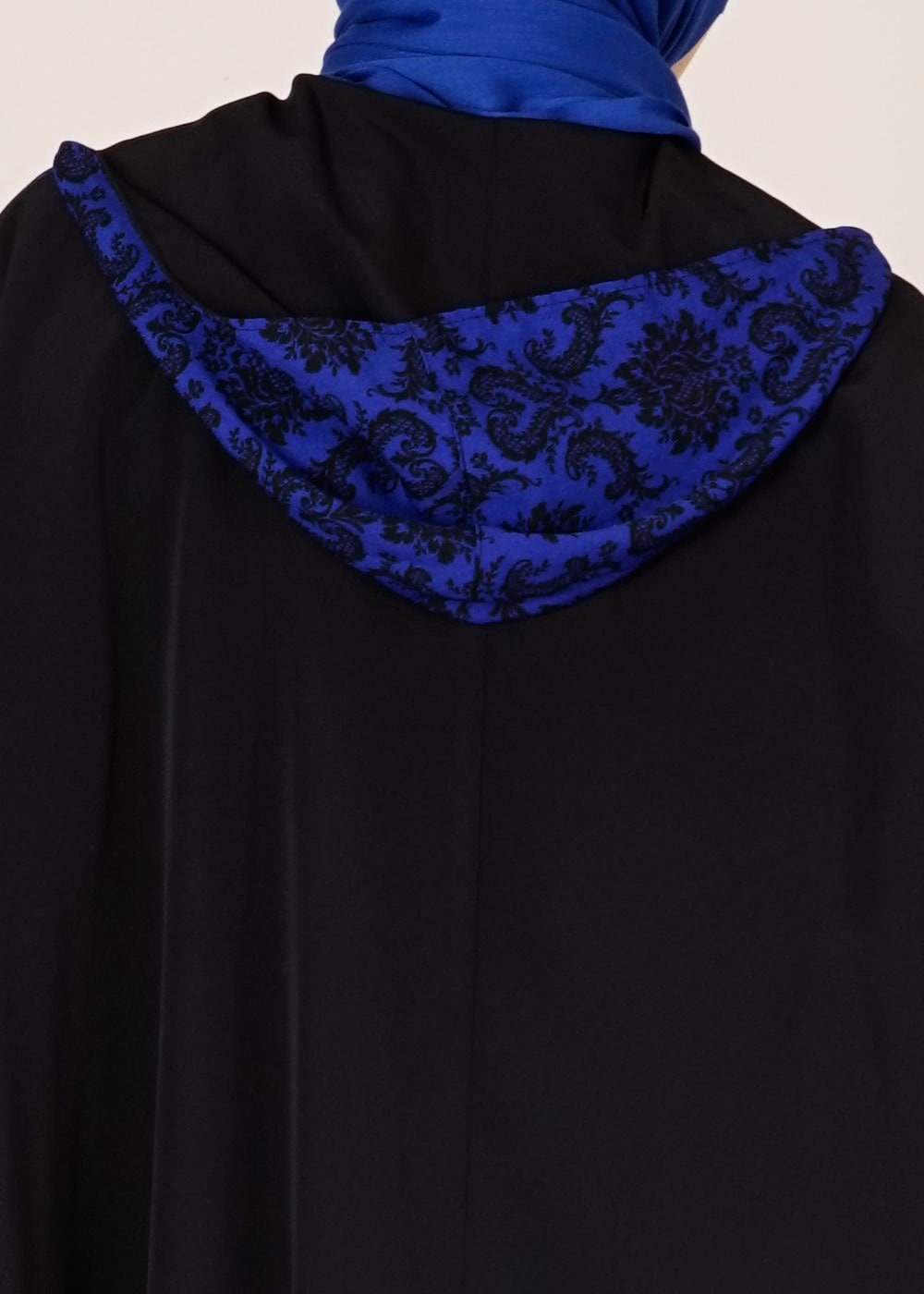 Tesettür giyim LACİVERT  DESENLİ KAPÜŞONLU TUNİK 4493