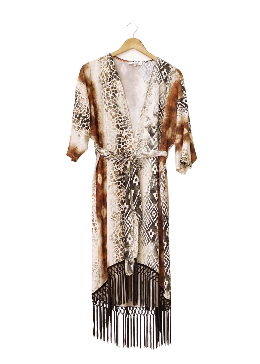 Tesettür giyim VİZON DESENLİ PÜSKÜLLÜ TUNİK 4584