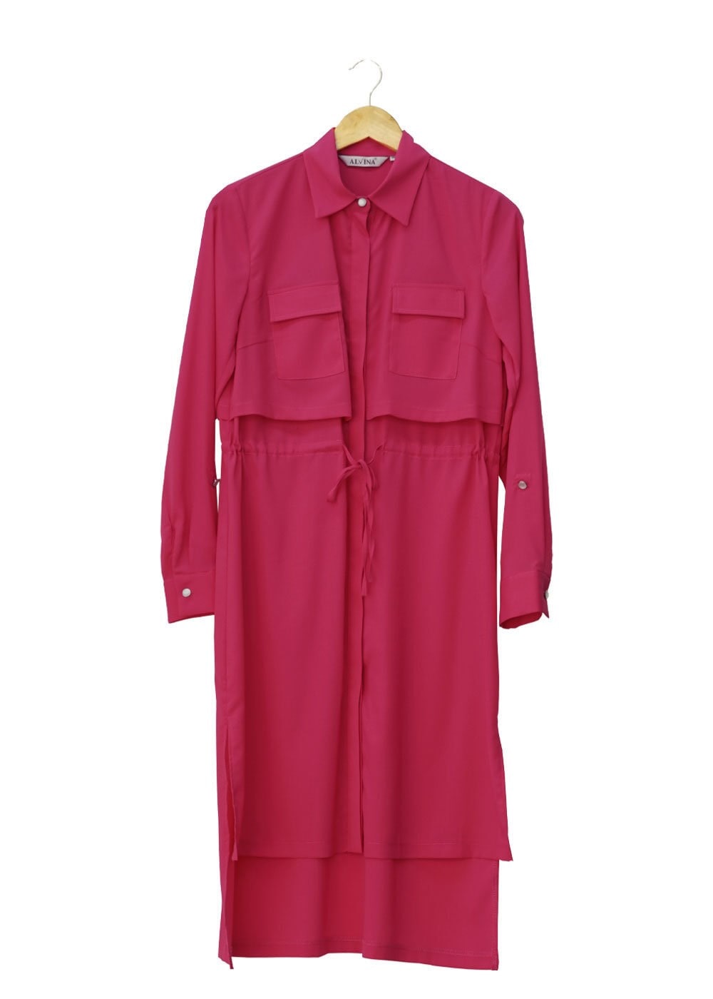 Tesettür giyim FUŞYA ASİMETRİK KESİM TUNİK 4609