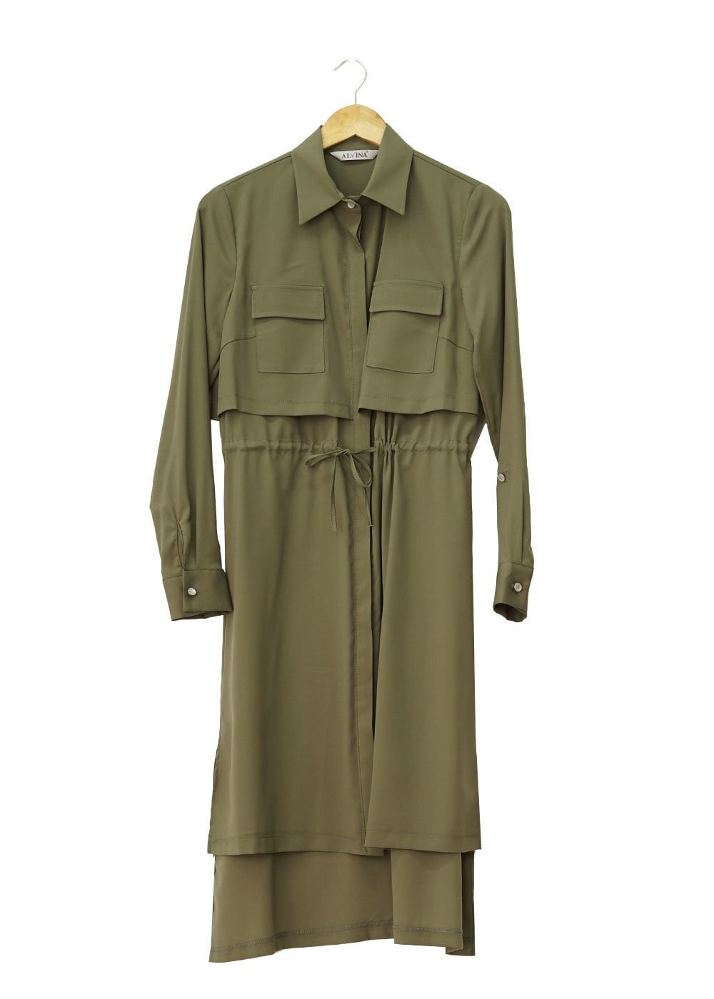 Tesettür giyim HAKİ ASİMETRİK KESİM TUNİK 4609