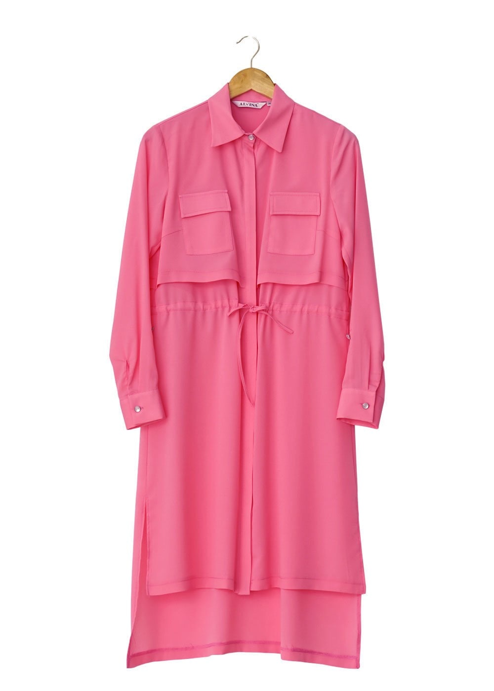 Tesettür giyim PEMBE ASİMETRİK KESİM TUNİK 4609