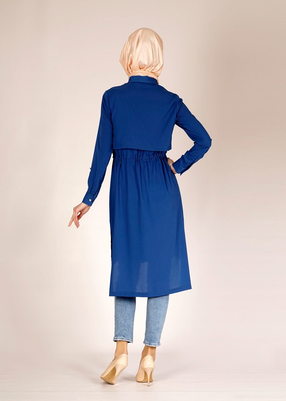 Tesettür giyim LACİVERT ASİMETRİK KESİM TUNİK 4609
