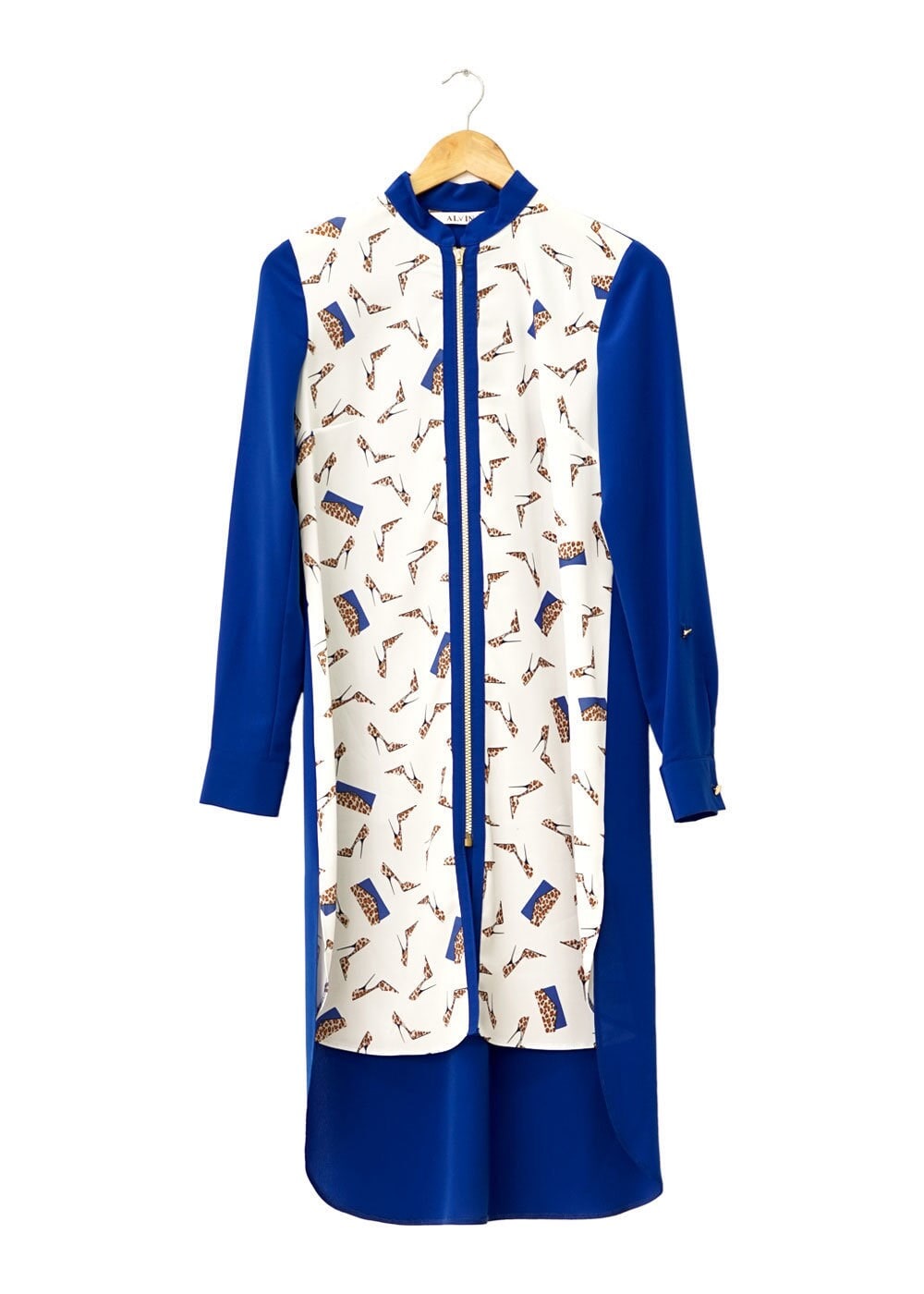 Tesettür giyim LACİVERT ASİMETRİK KESİM DESENLİ TUNİK 4646