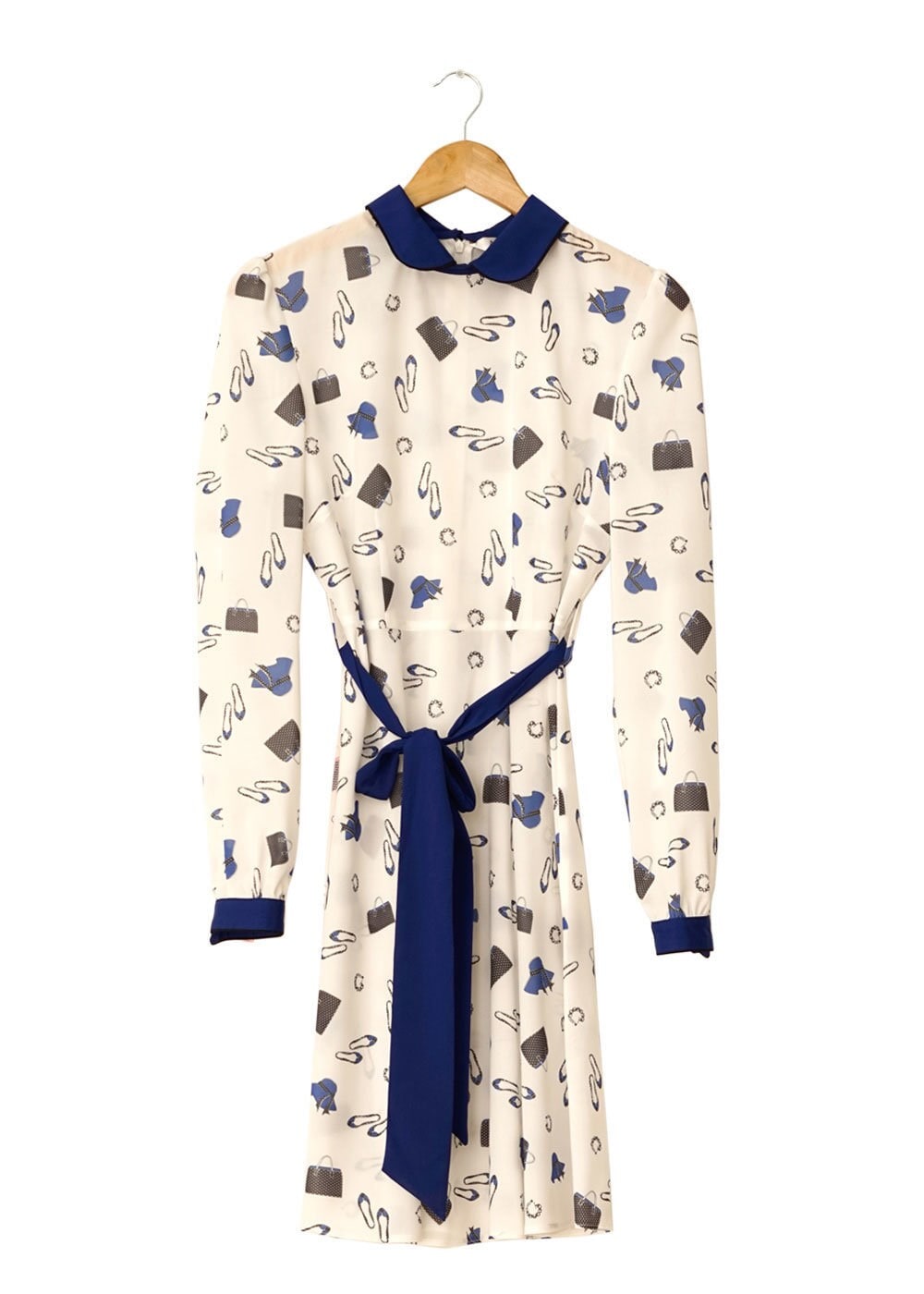 Tesettür giyim EKRU DESENLİ BEBEK YAKALI TUNİK 4679