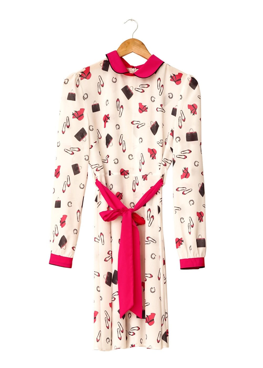 Tesettür giyim EKRU DESENLİ BEBEK YAKALI TUNİK 4679