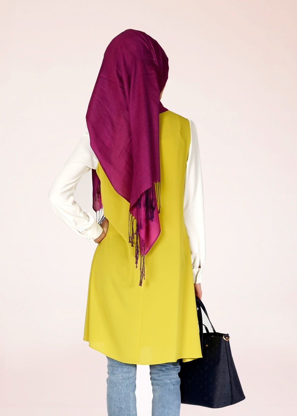 Tesettür giyim YEŞİL MANŞETLERİ DÜĞMELİ DÜZ TUNİK 4718