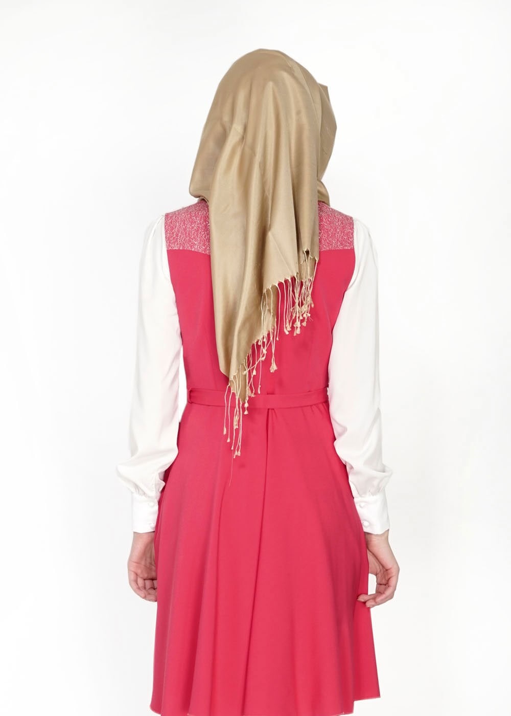 Tesettür giyim MERCAN İŞLEMELİ VOLANLI İKİLİ TUNİK 4723