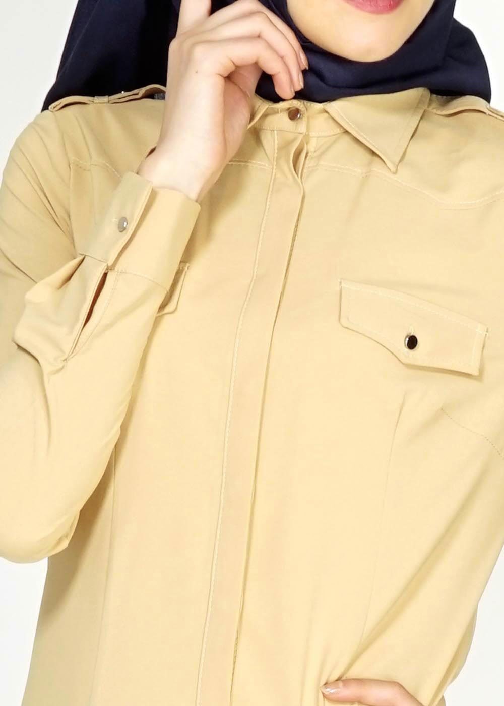 Tesettür giyim SARI ASİMETRİK KESİM TUNİK 4765