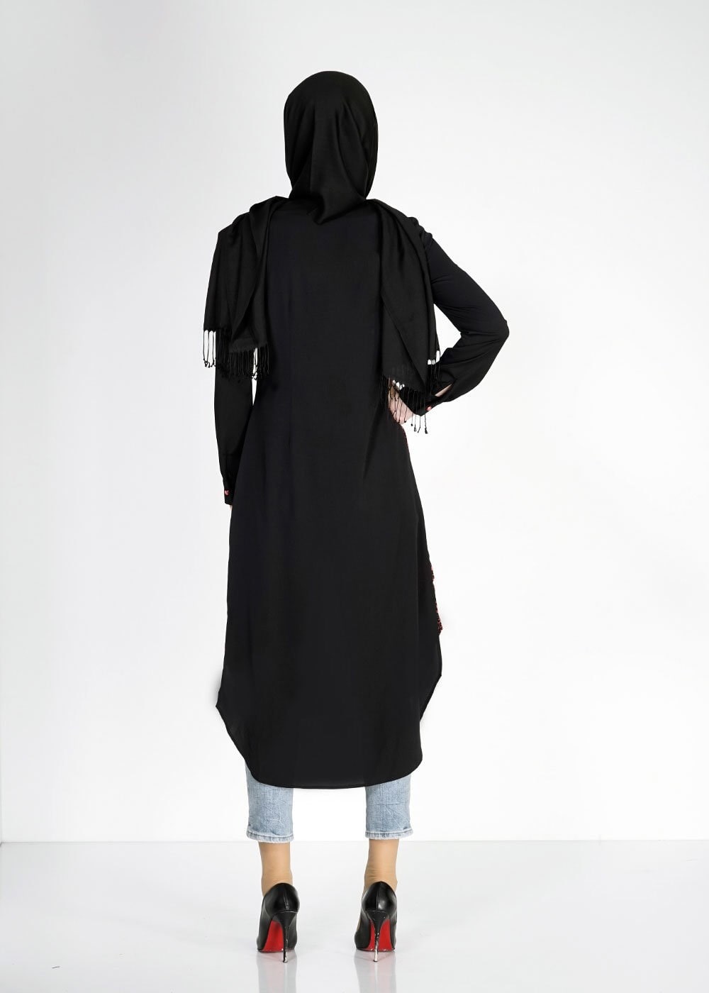 Tesettür giyim MERCAN LEOPAR DESENLİ FERMUARLI TUNİK 4812