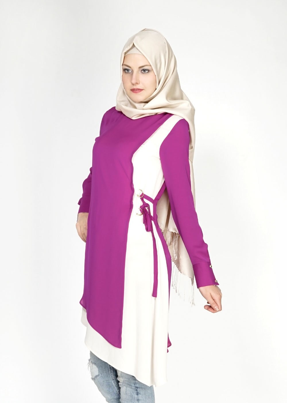Tesettür giyim MÜRDÜM ASİMETRİK KESİM TUNİK 4830
