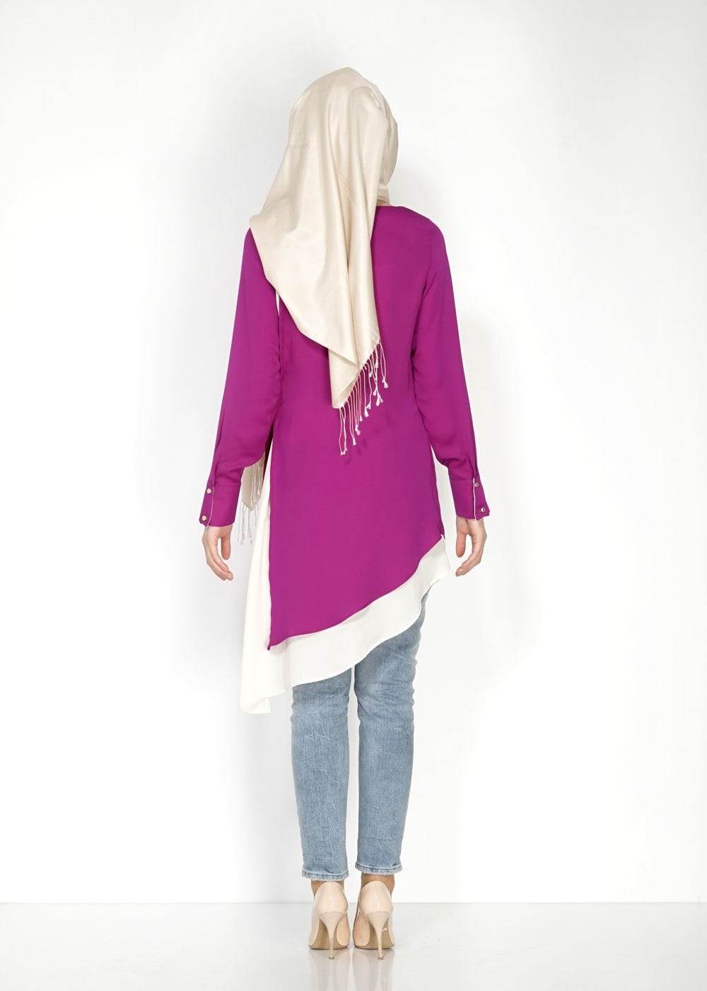 Tesettür giyim MÜRDÜM ASİMETRİK KESİM TUNİK 4830