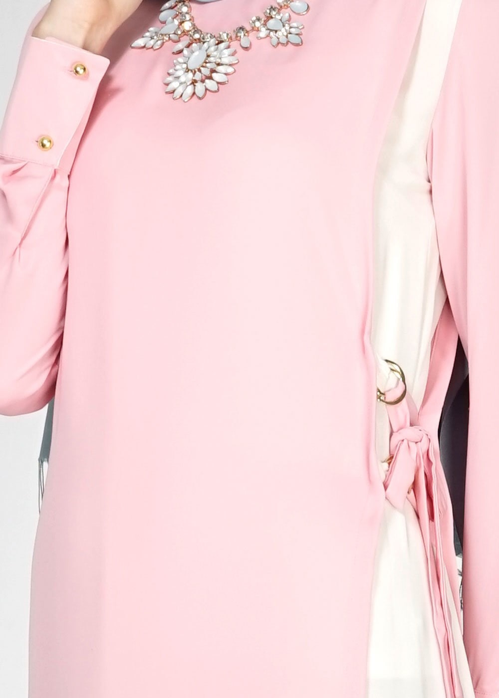 Tesettür giyim PUDRA ASİMETRİK KESİM TUNİK 4830