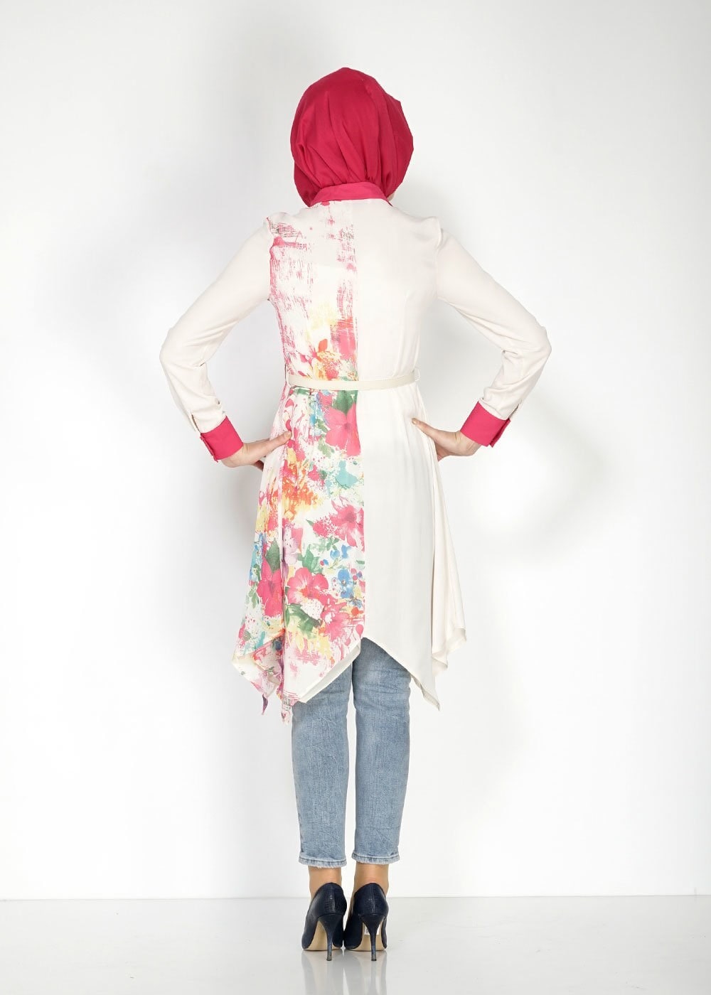 Tesettür giyim FUŞYA DESENLİ TUNİK 4848