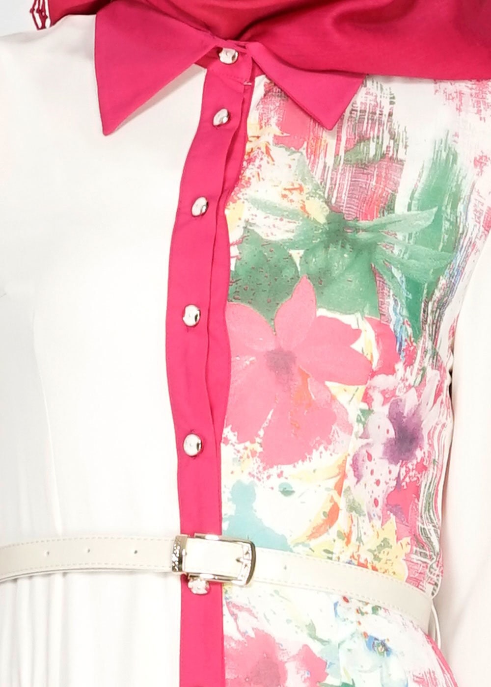 Tesettür giyim FUŞYA DESENLİ TUNİK 4848