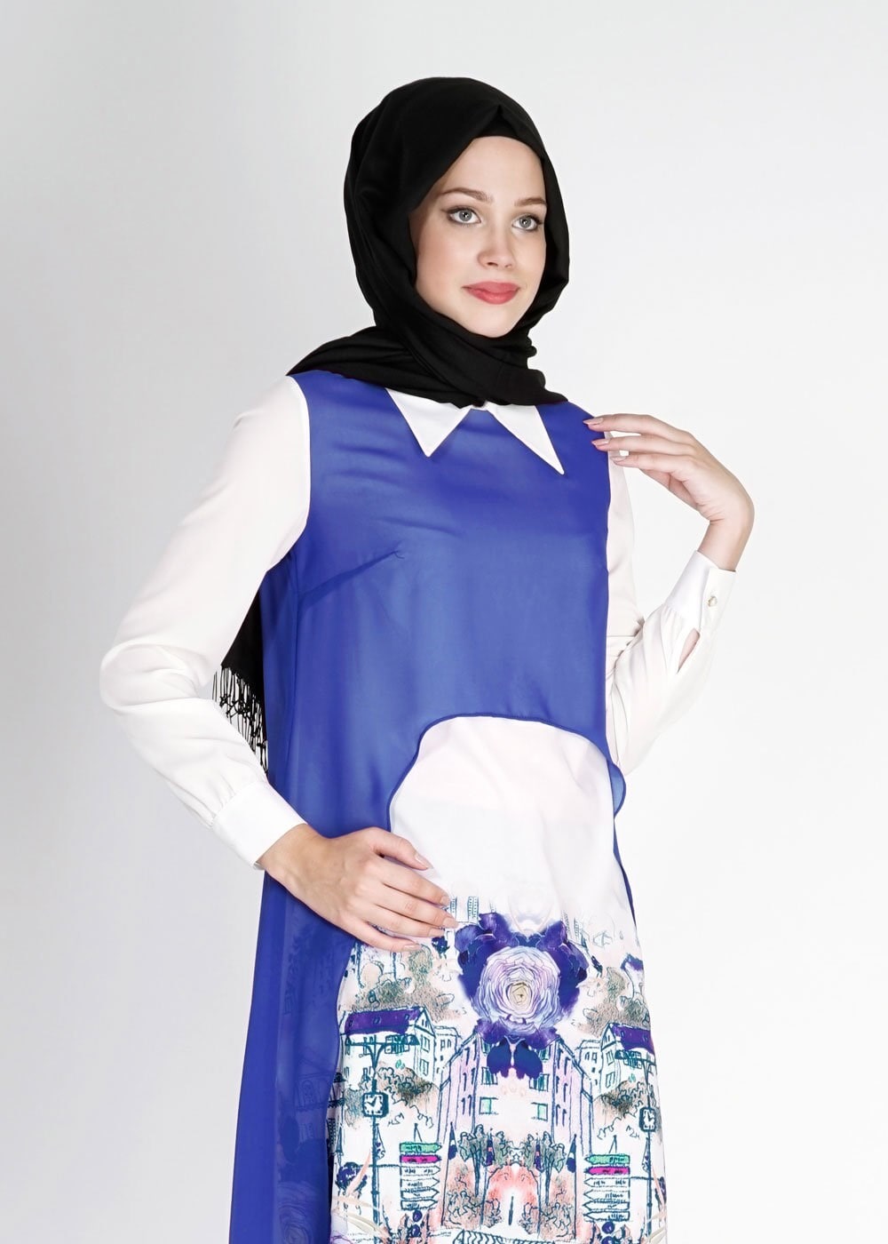 Tesettür giyim LACİVERT ŞİFON TUNİK 4854