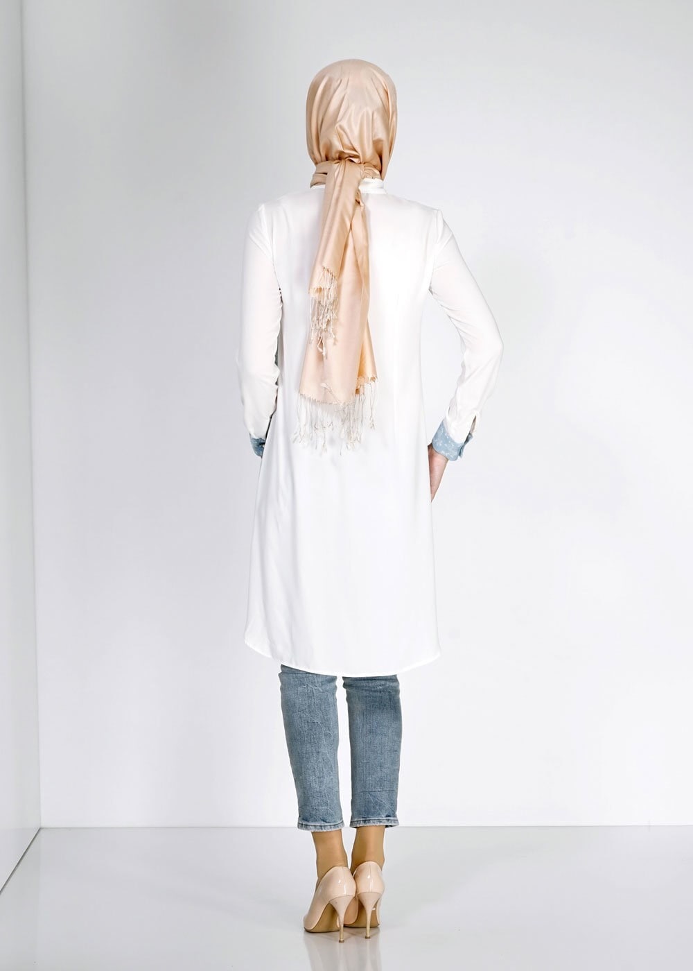 Tesettür giyim MAVİ DESENLİ TUNİK 4858