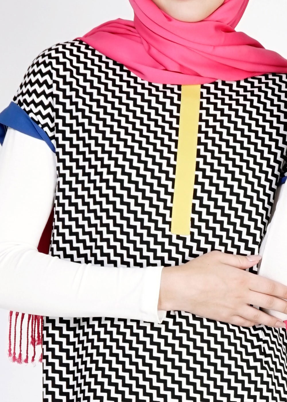 Tesettür giyim SİYAH ZİKZAK DESENLİ TUNİK 4873