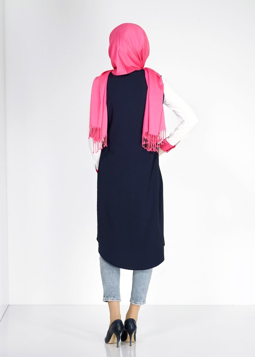 Tesettür giyim LACİVERT ÇİZGİLİ TUNİK 4895