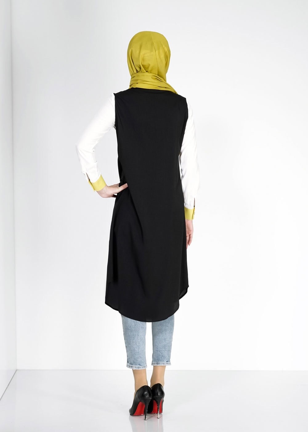 Tesettür giyim SİYAH ÇİZGİLİ TUNİK 4895