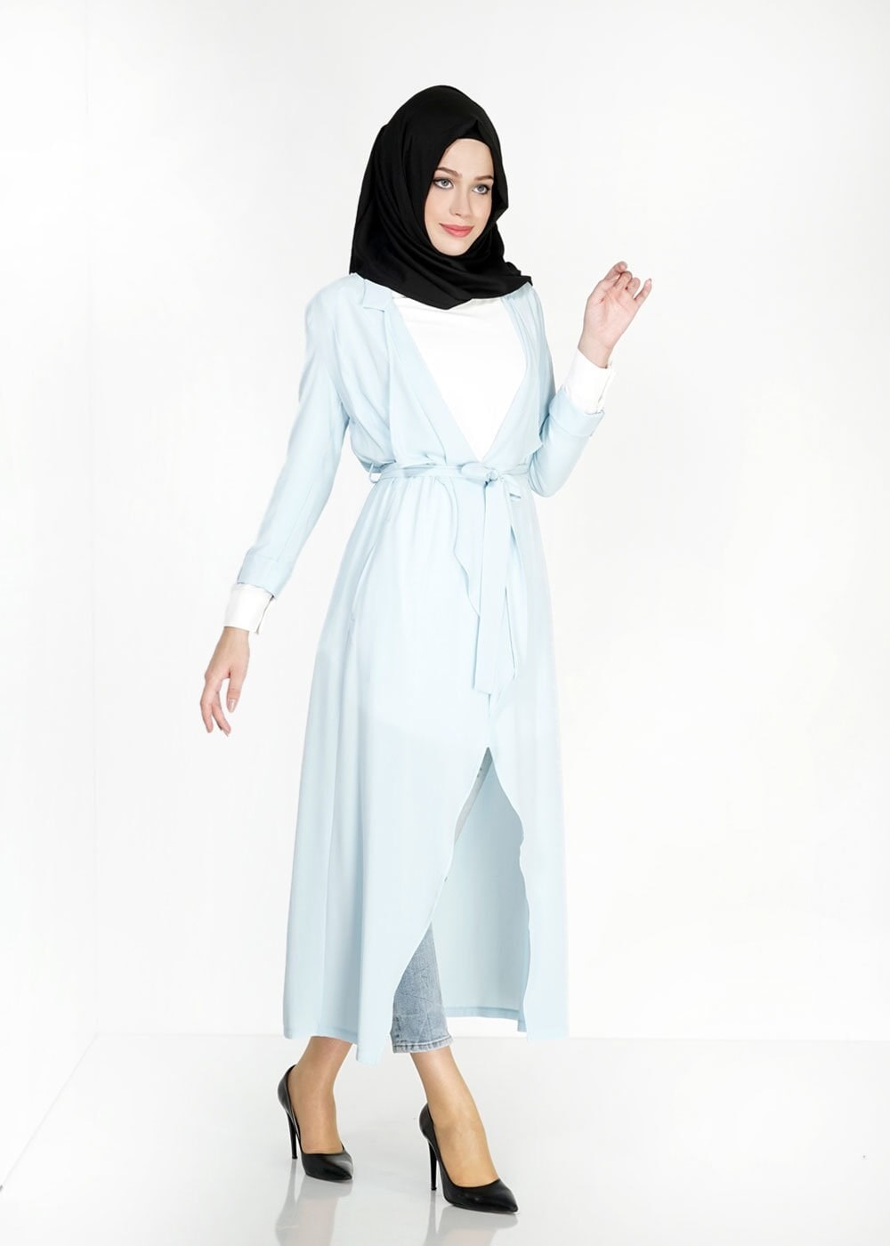 Tesettür giyim MAVİ UZUN TESETTÜR TUNİK 4907