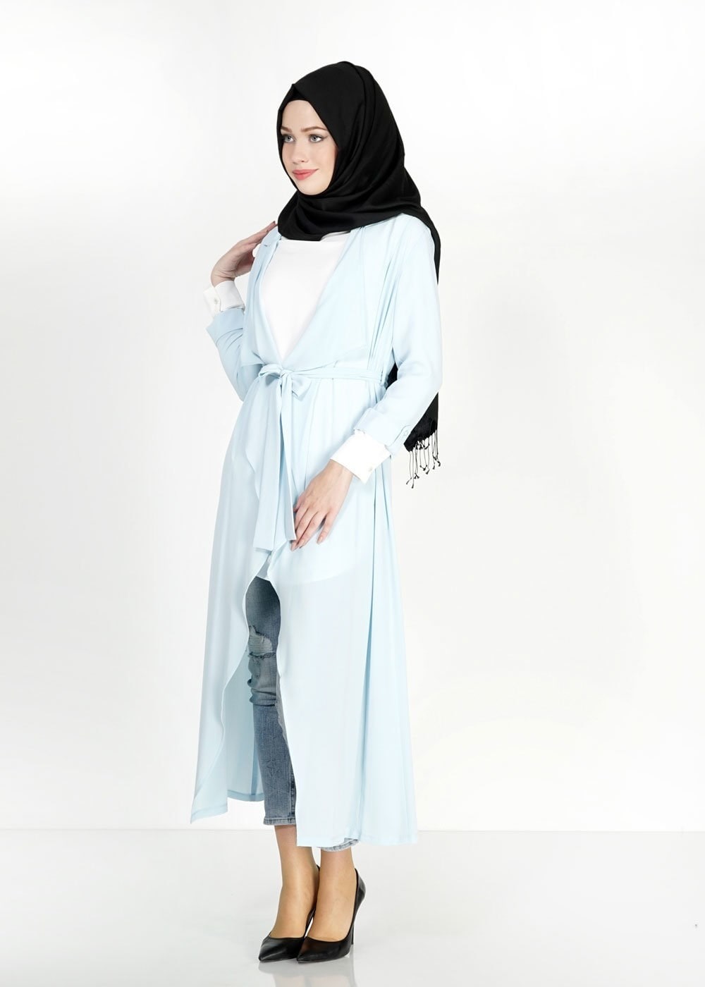 Tesettür giyim MAVİ UZUN TESETTÜR TUNİK 4907