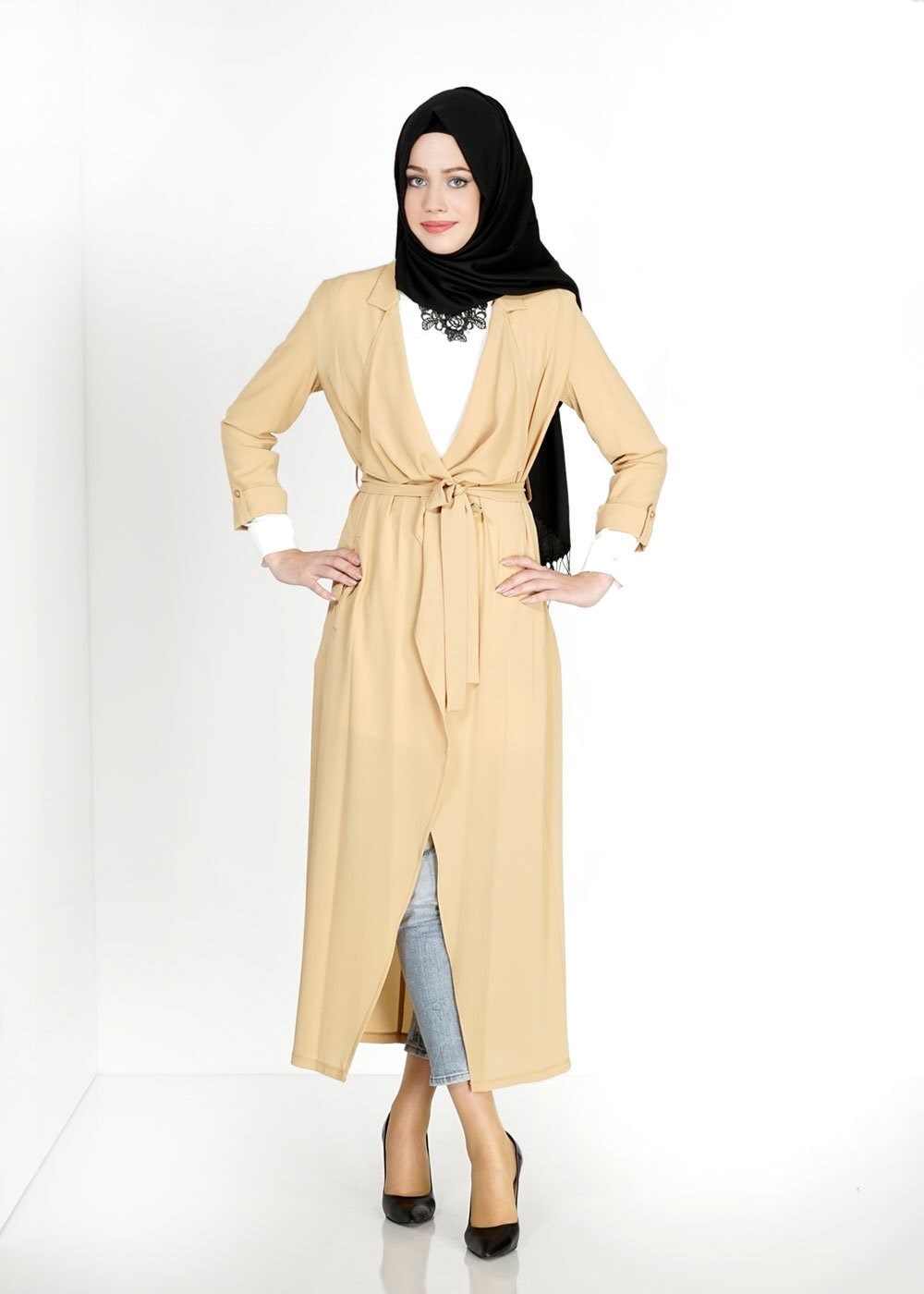 Tesettür giyim SARI UZUN TESETTÜR TUNİK 4907