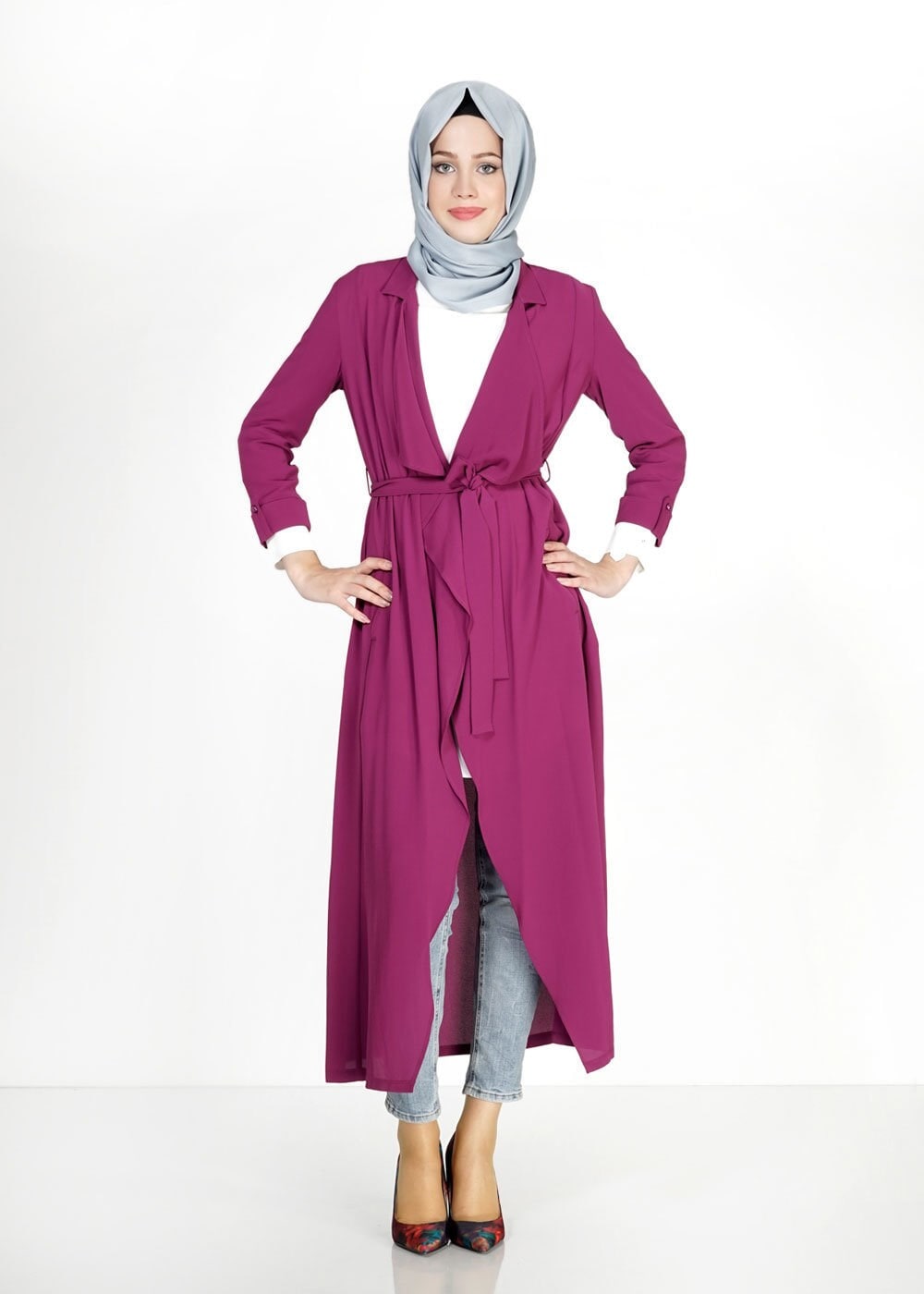 Tesettür giyim MOR UZUN TESETTÜR TUNİK 4907