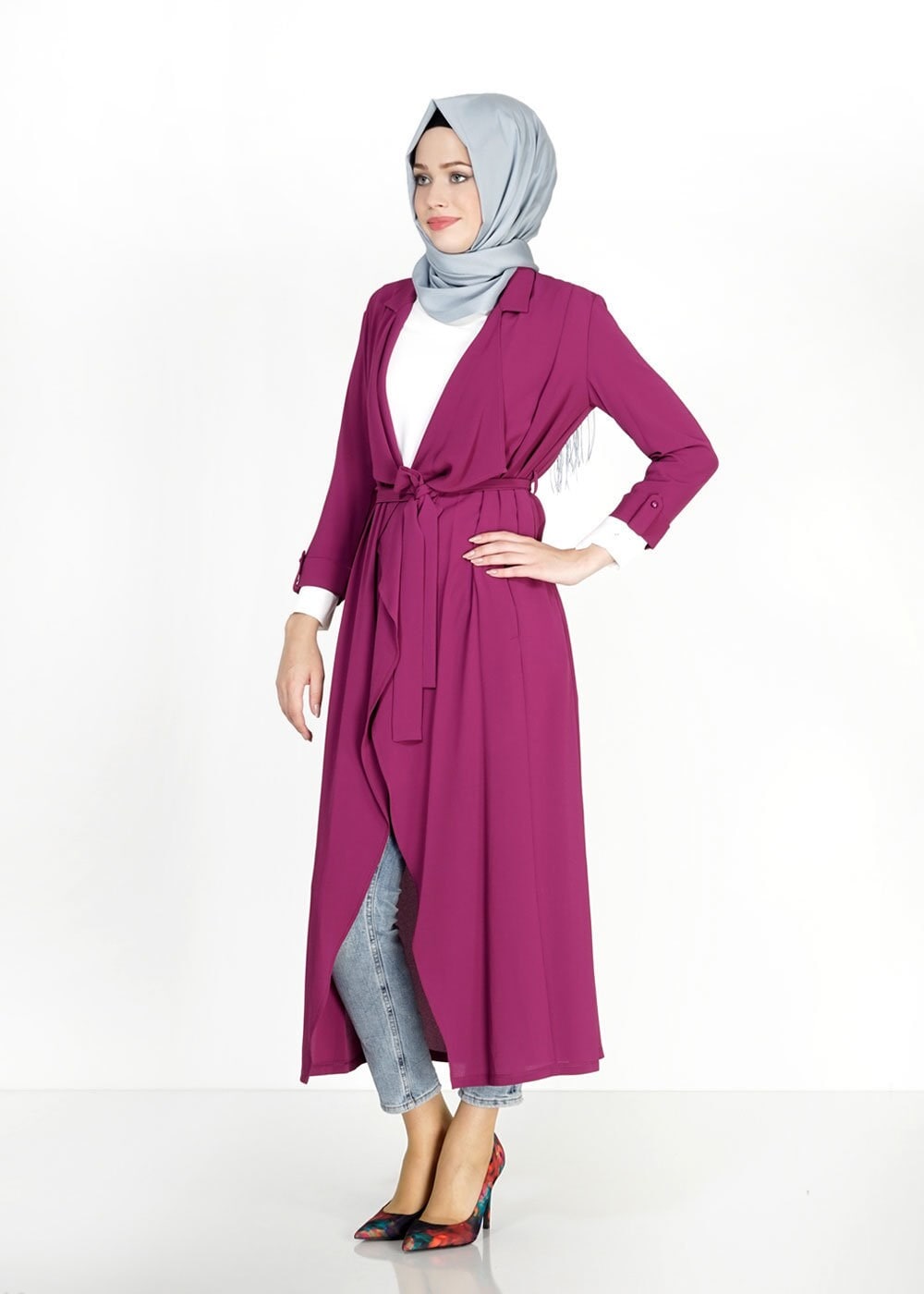 Tesettür giyim MOR UZUN TESETTÜR TUNİK 4907