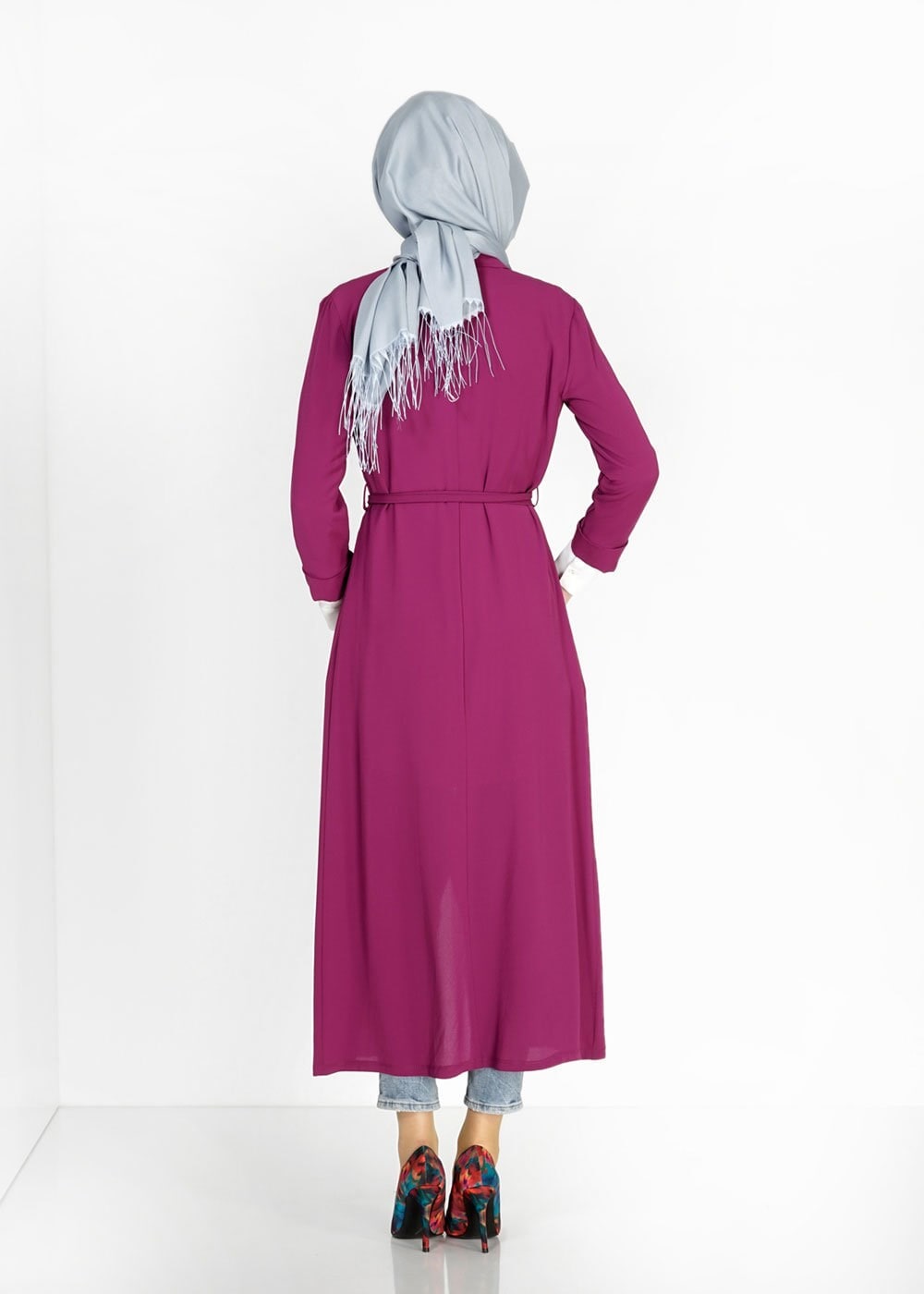 Tesettür giyim MOR UZUN TESETTÜR TUNİK 4907