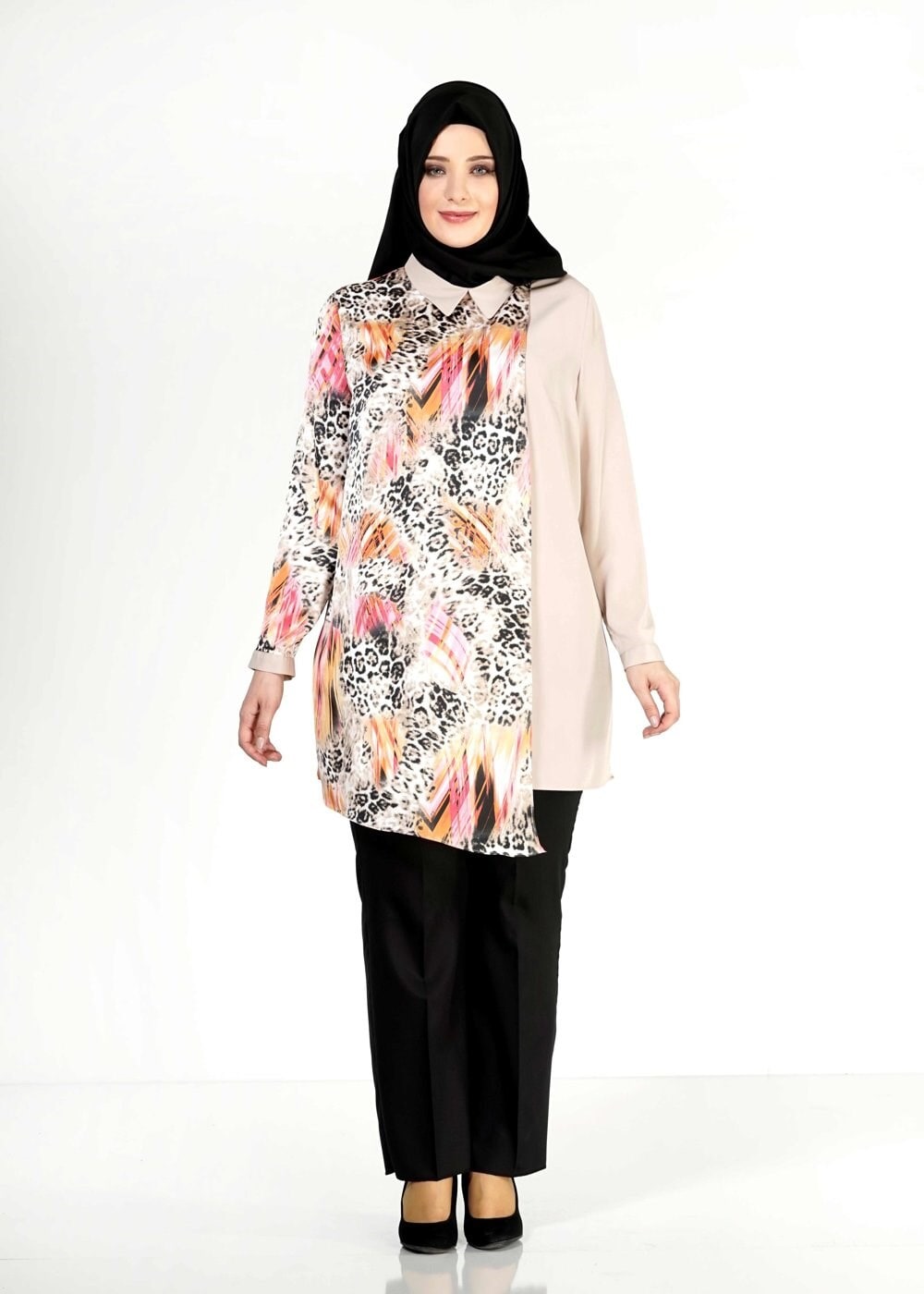 Tesettür giyim MERCAN DESENLİ TUNİK 4918
