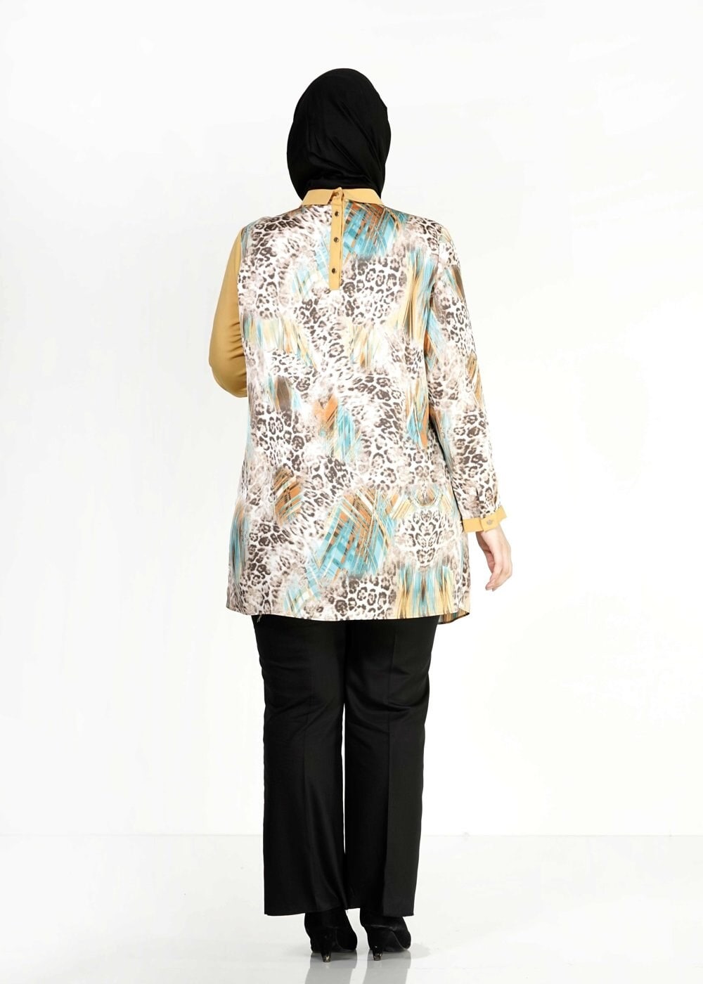 Hijab clothing GREEN PATTERNED TUNIC 4918