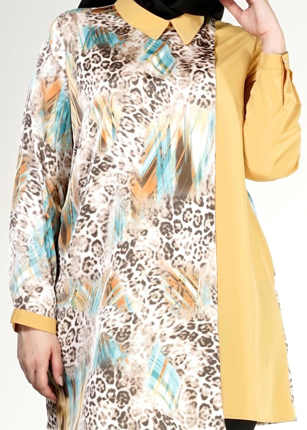 Hijab clothing GREEN PATTERNED TUNIC 4918