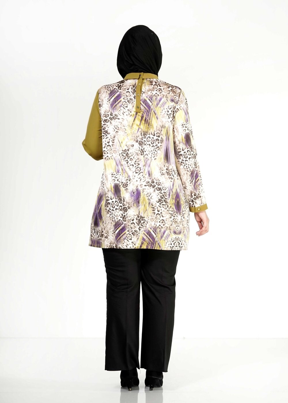 Hijab clothing GREEN PATTERNED TUNIC 4918