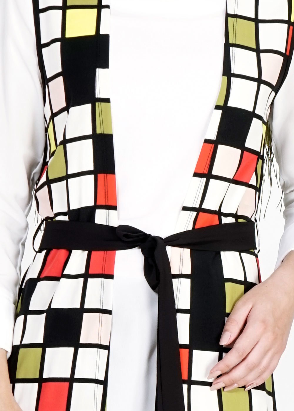 Tesettür giyim KIRMIZI RENK BLOKLU TUNİK 4951