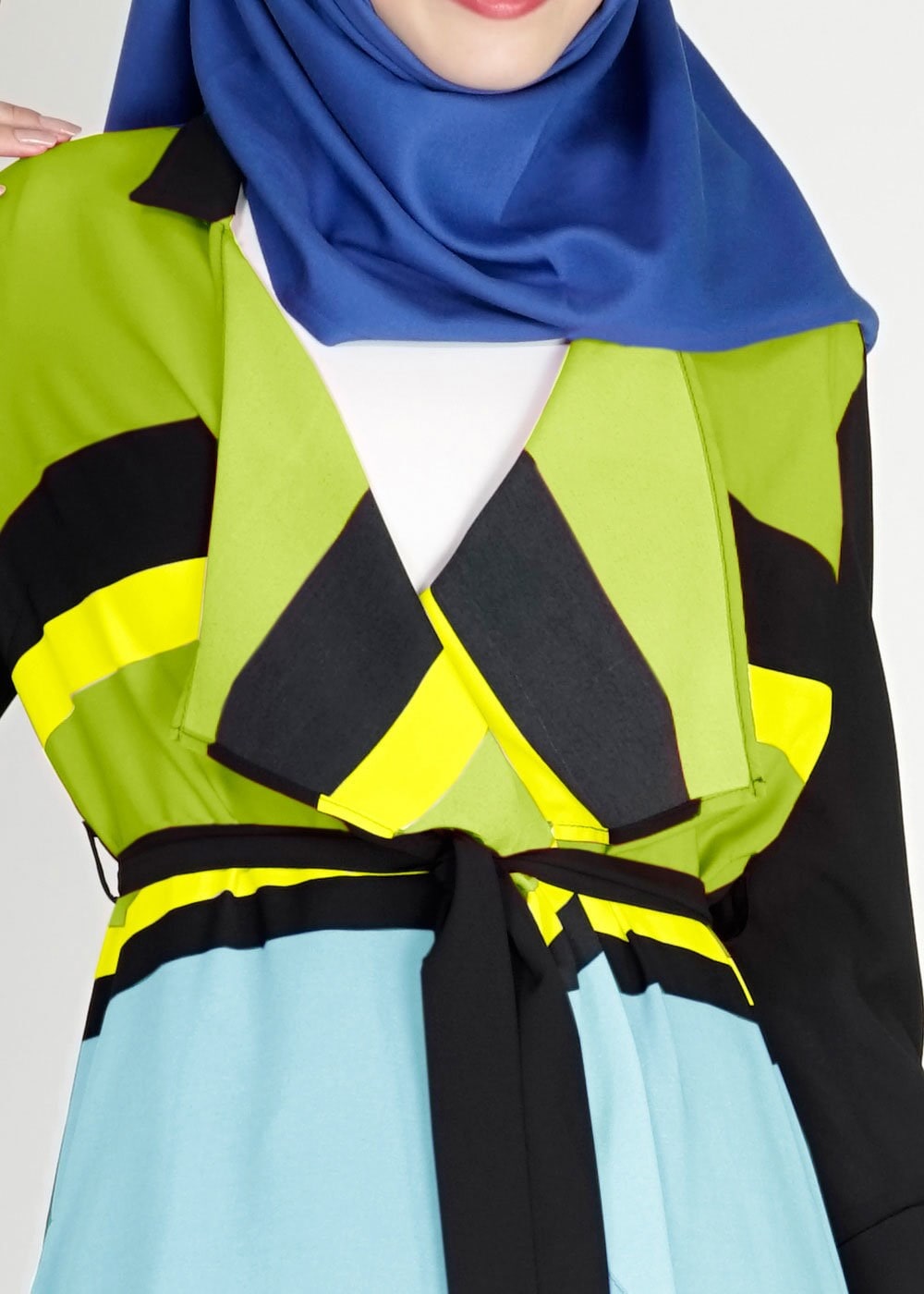 Tesettür giyim YEŞİL RENK BLOKLU TUNİK 4952 