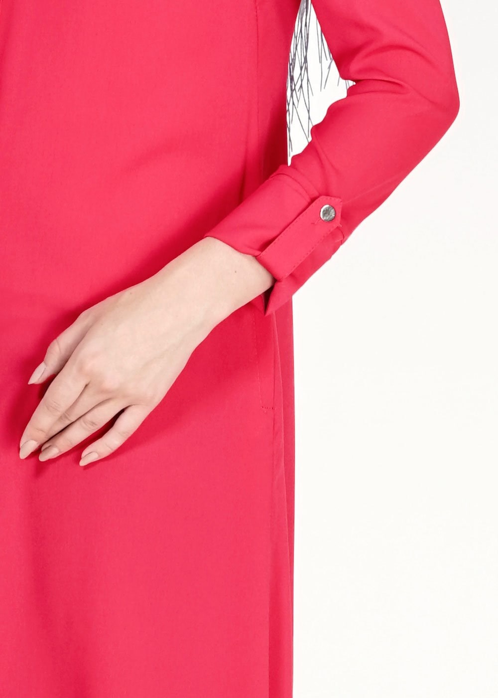 Tesettür giyim KIRMIZI YIRTMAÇ DETAYLI TESETTÜR TUNİK 4965