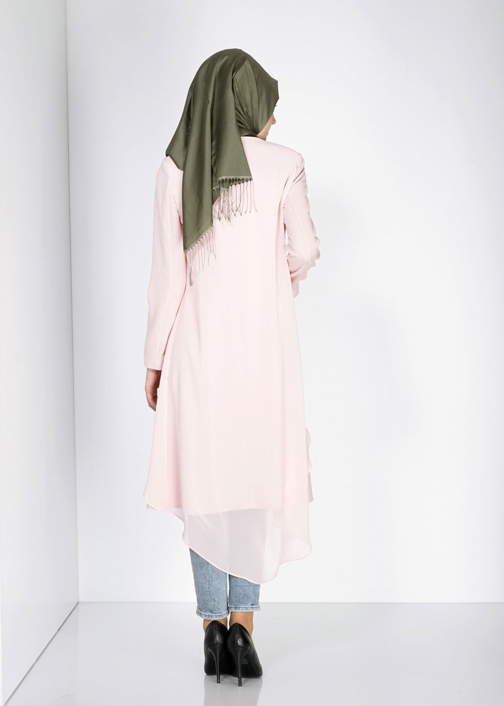 Tesettür giyim PUDRA 1435 Nazenin Tesettür Trench