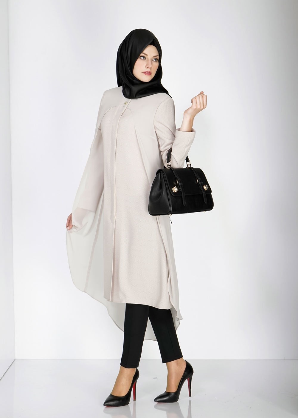 Tesettür giyim BEJ 1435 Nazenin Tesettür Trench