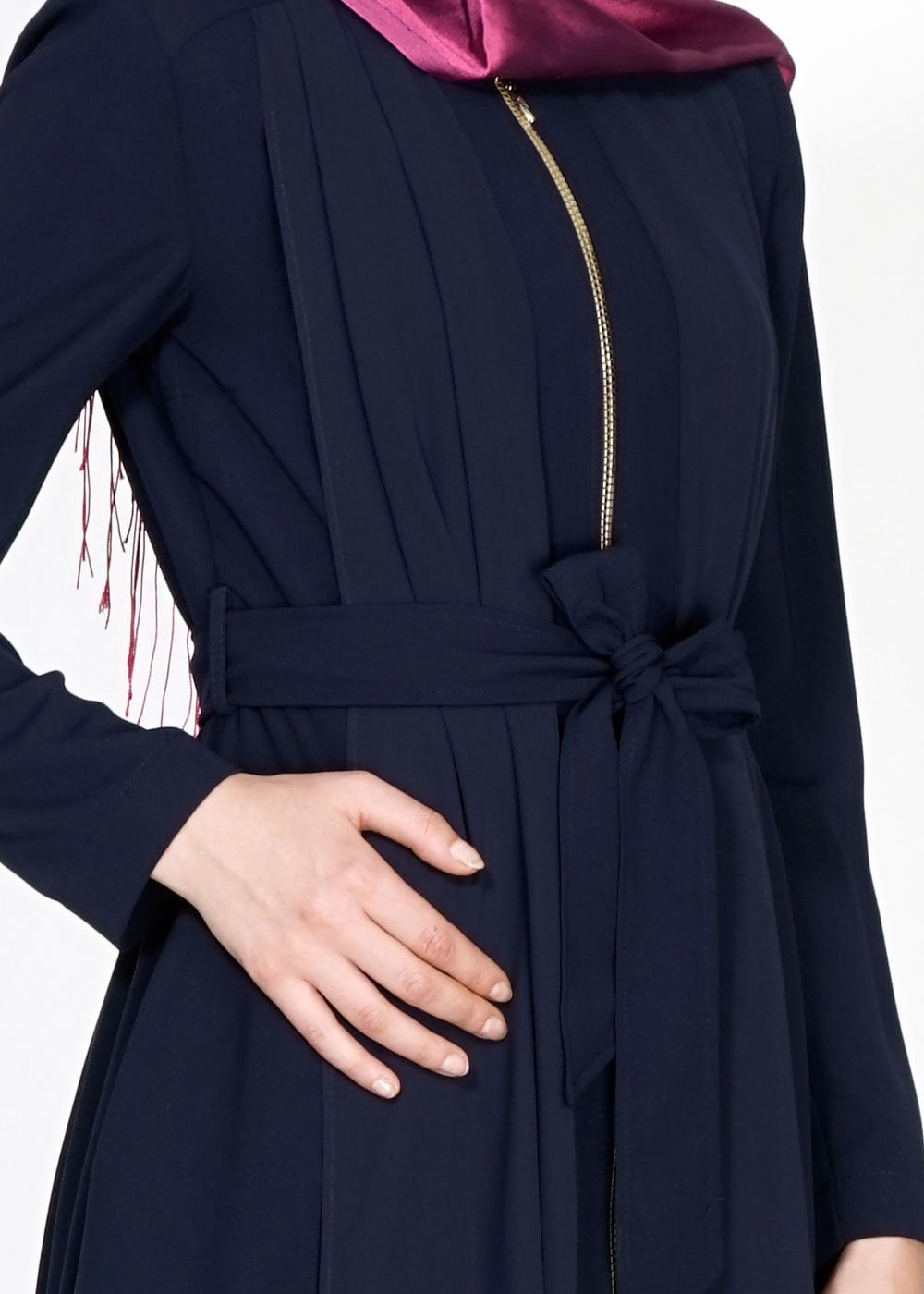 Tesettür giyim LACİVERT 1439 Feris Tesettür Trench