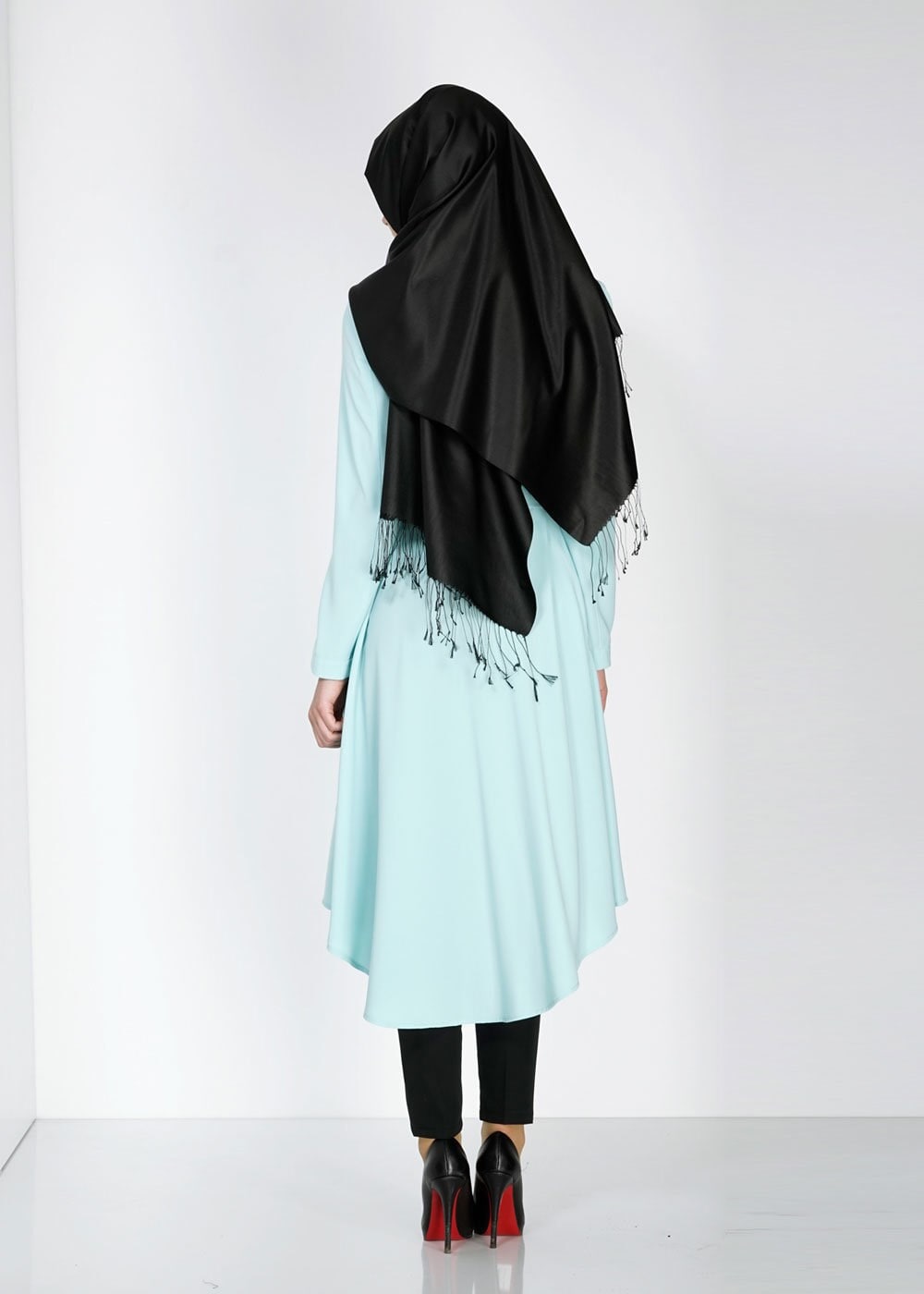 Tesettür giyim YEŞİL 1439 Feris Tesettür Trench