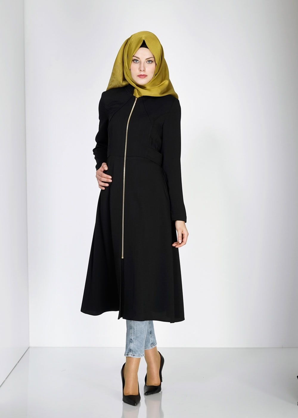Tesettür giyim SİYAH 1445 Marca Tesettür Trench