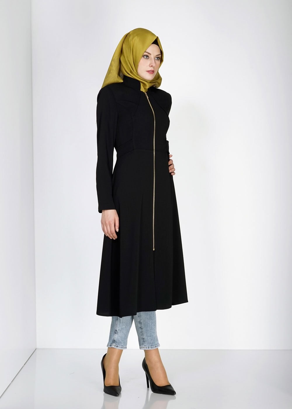Tesettür giyim SİYAH 1445 Marca Tesettür Trench