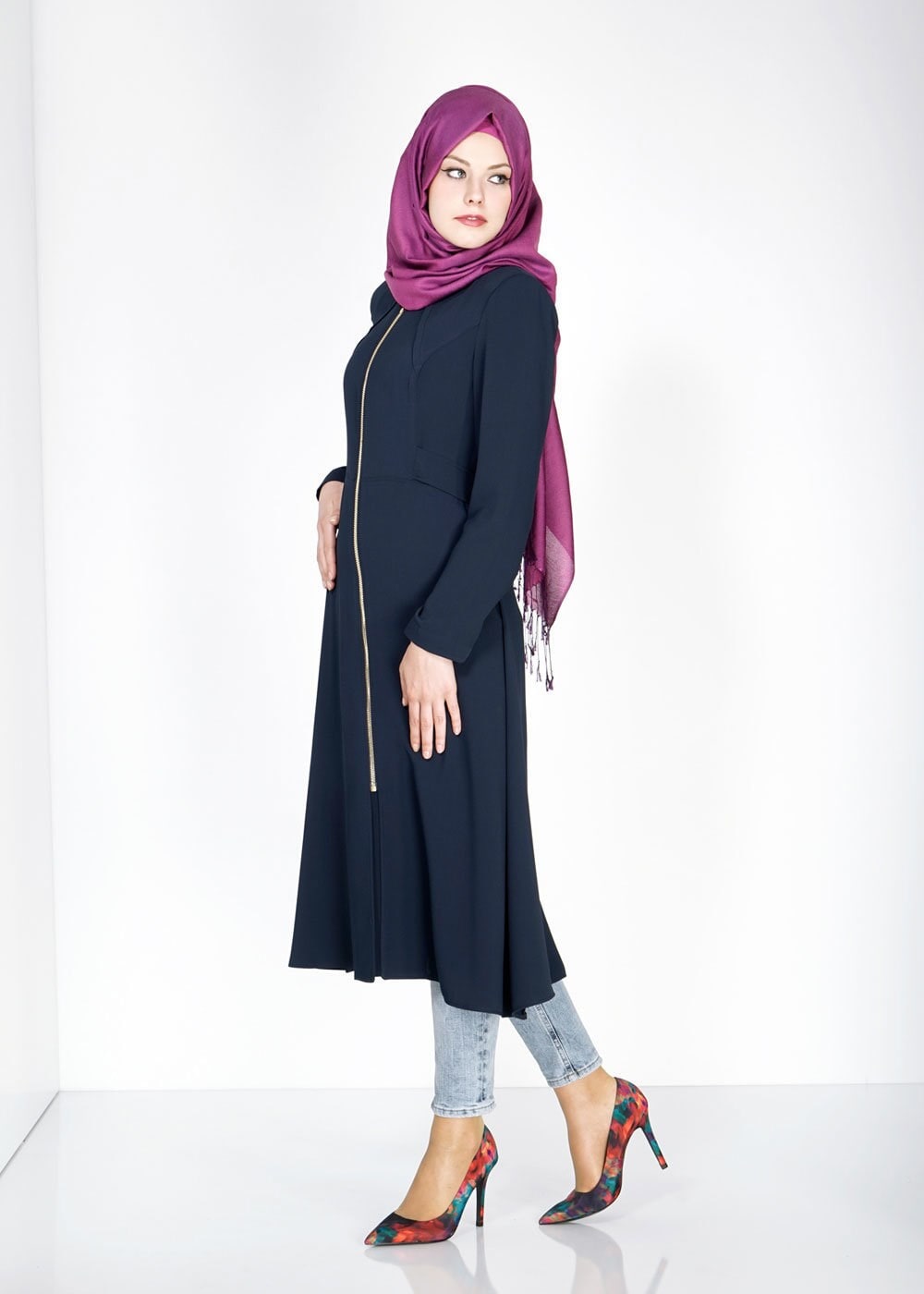 Tesettür giyim LACİVERT 1445 Marca Tesettür Trench