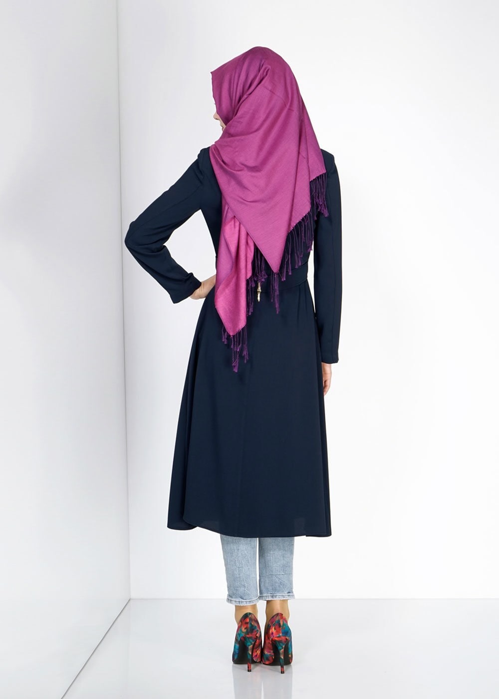 Tesettür giyim LACİVERT 1445 Marca Tesettür Trench