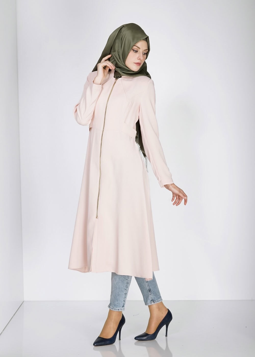 Tesettür giyim PUDRA 1445 Marca Tesettür Trench