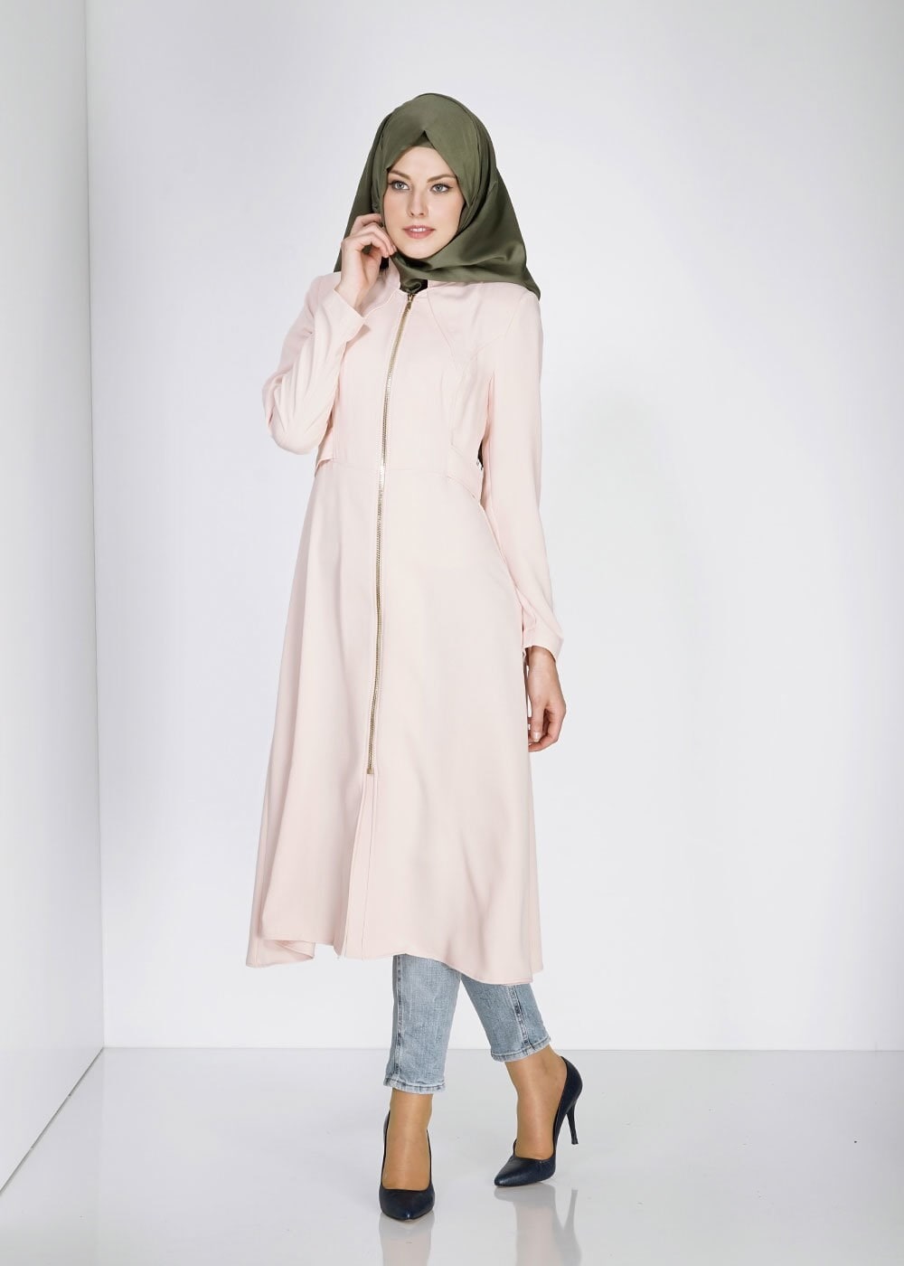 Tesettür giyim PUDRA 1445 Marca Tesettür Trench
