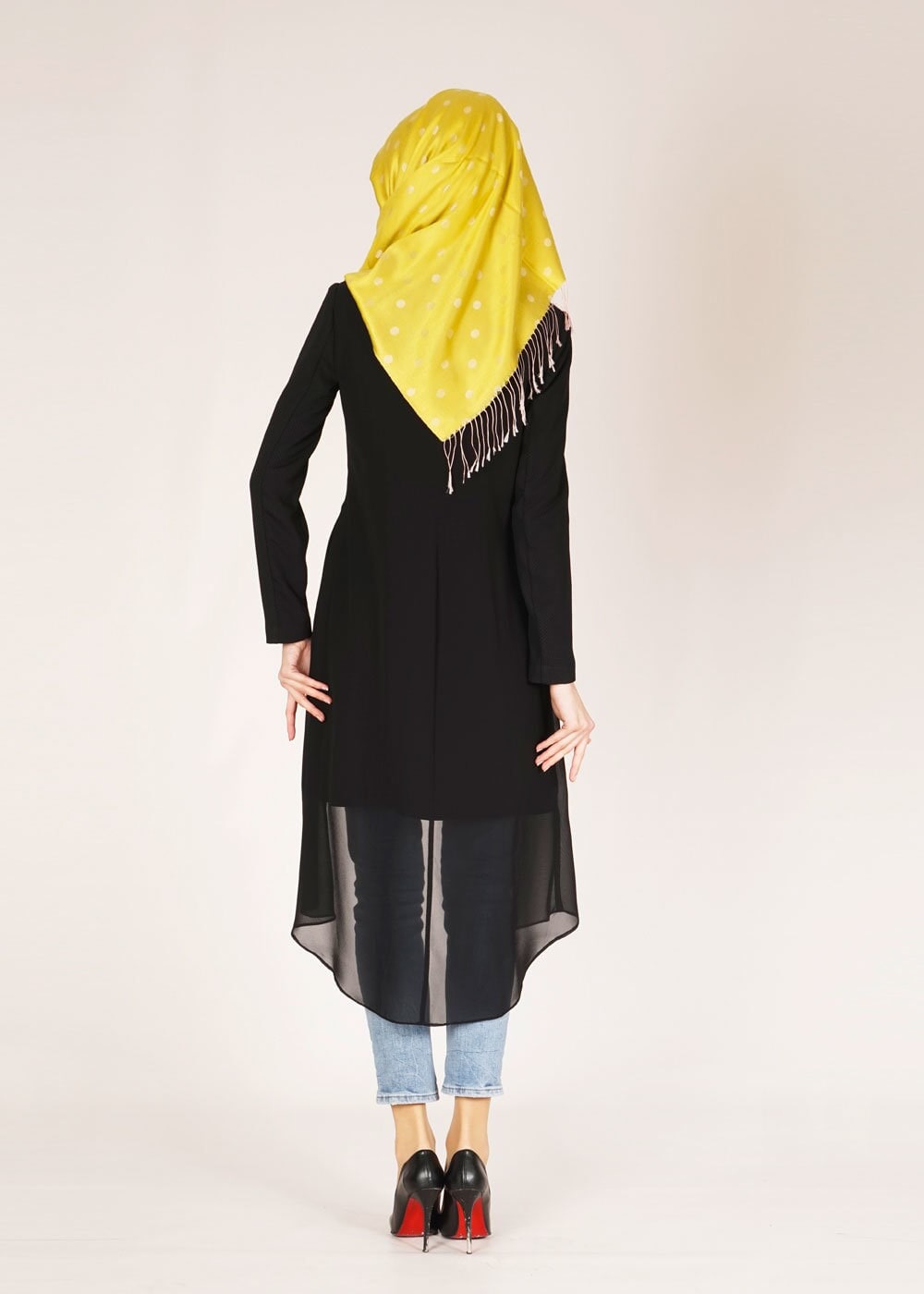 Tesettür giyim SİYAH TÜL DETAYLI TRENÇKOT 1446